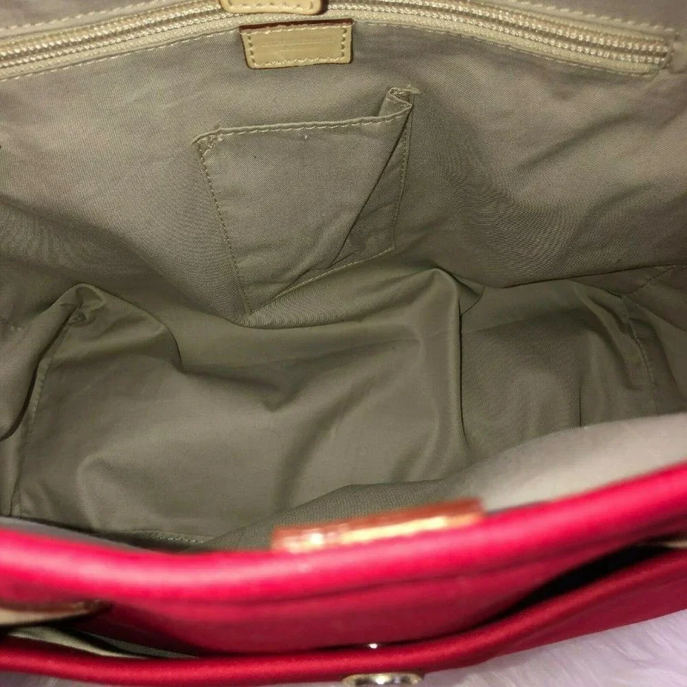 BURBERRY Red Canvas Ivory Handles Satchel Handbag - Picture 8 of 12